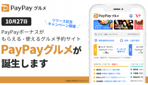 Paypayグルメ始まります。1,000円・400円付与クーポンでお得に食べに行こう。